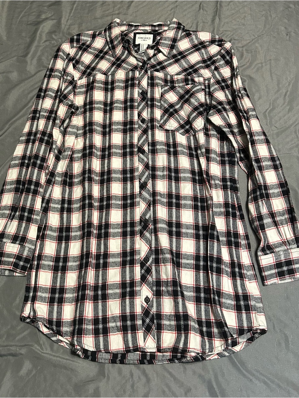 Forever 21 Black & Cream Plaid Button-Up Shirt